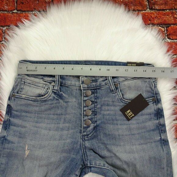 New KUT From The Kloth Boyfriend Denim Shorts Hi-Rise Exposed Button-Fly 4 - Picture 10 of 12